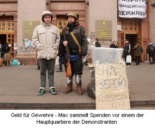 Demonstrant mit Gewehr